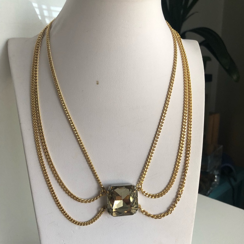 Square Swarovski crystal necklace.